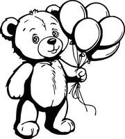 nounours ours en portant des ballons illustration vecteur
