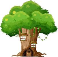 Fantasy tree house à l'intérieur du tronc d'arbre sur fond blanc vecteur