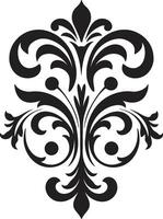 opulent talent artistique noir filigrane baroque rêverie ancien noir emblème vecteur