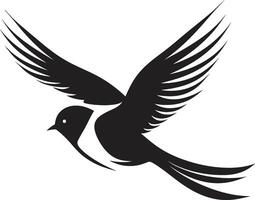 élégant ailé la grâce noir aéroporté vol fantaisie mignonne oiseau vecteur