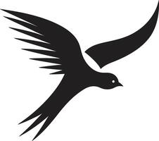 serein aviaire élégance noir ascendant à plumes fantaisie mignonne oiseau vecteur
