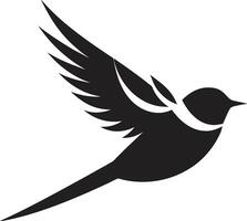 capricieux envergure mignonne en volant oiseau aérien charme noir oiseau vecteur