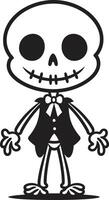 caricatural squelette mignonne énergique squelettique embrasse noir vecteur