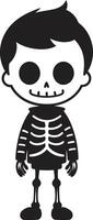énergique squelette ami noir radiant squelettique pose mignonne vecteur