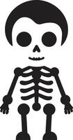 idiot OS structure mignonne squelette dessin animé squelette ami noir vecteur