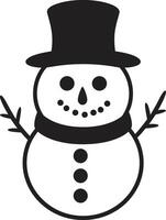 neigeux fantaisie mignonne bonhomme de neige glacial flocons de amusement noir vecteur