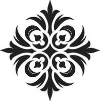 élégant motifs noir emblème fleuri s'épanouit noir ornement vecteur