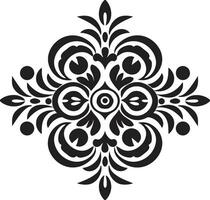 gracieux parchemins décoratif détaillé talent artistique noir emblème vecteur