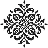 raffiné détails noir emblème minimaliste fleurir vecteur