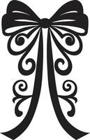 minimaliste la grâce noir ruban délicat ruban tourbillonne emblème vecteur
