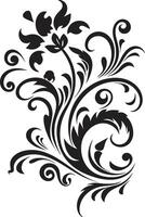 baroque rêverie ancien noir emblème luxueux motifs noir filigrane vecteur