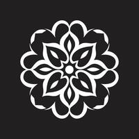 Divin mandala noir emblème dévoilement infini harmonie lisse mandala dans monochrome noir vecteur