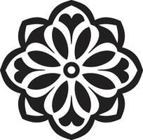 mystique médaillon noir emblème dévoilement complexe mandala modèle infini complexité mandala dans lisse monochrome vecteur