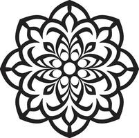 spirituel symétrie élégant mandala dans frappant noir tourbillon de intégrité noir avec complexe mandala modèle vecteur