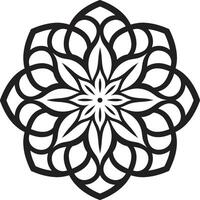 intégrité chuchotement noir emblème mettant en valeur mandala dans sacré géométrie symphonie monochrome mandala dans lisse noir vecteur