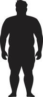 dynamique détermination ic noir emblème pour Humain obésité révolution sculpté force une 90 mot défendre contre obésité vecteur