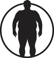 silhouette Succès 90 mot noir ic emblème contre obésité forme manettes pour Humain obésité plaidoyer vecteur