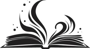 en train de lire sagesse complexe noir emblème avec ouvert livre contemporain livre pages noir noir pour une captivant Regardez vecteur