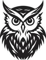 sage hibou emblème complexe noir pour moderne l'image de marque nuit regarder lisse noir illustration avec hibou vecteur