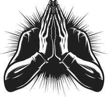 Divin prier mains noir élégance dans 80 mots révérence dans repos prier mains dans monochrome vecteur