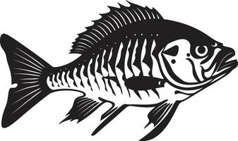 abyssal aura prédateur poisson squelette dans noir horrible dorsal élégant de prédateur poisson squelette dans noir vecteur
