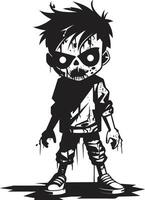 effrayant nourrissons noir pour effrayant zombi enfant emblème Mort-vivant peu ceux ic noir zombi enfant dans élégant vecteur
