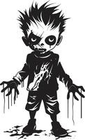 terrifiant enfant de le Mort-vivant élégant noir zombi enfant emblème sinistre progéniture noir pour effrayant zombi enfant vecteur