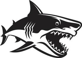 prédateur majesté noir ic requin dans océanique sommet élégant noir requin emblème vecteur