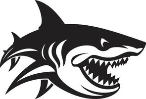 prédateur majesté noir ic requin dans océanique sommet élégant noir requin emblème vecteur