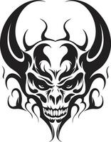 abyssal héritage mal tête de diable dans noir stygien symbolisme tête de diable tatouage dans ébène vecteur