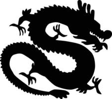 noir silhouette de chinois dragon. symbole de chinois Nouveau année 2024 vecteur