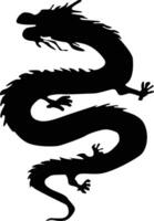 noir silhouette de chinois dragon. symbole de chinois Nouveau année 2024 vecteur