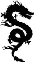 noir silhouette de chinois dragon. symbole de chinois Nouveau année 2024 vecteur