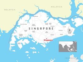 Singapour île politique carte avec Capitale Singapour, nationale les frontières et important villes vecteur