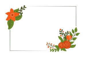 floral salutation carte modèle dans plat Facile style. horizontal bannière pour social médias ou invitation pour mariage, anniversaire ou anniversaire. moderne abstrait main tiré fleurs isolé vecteur