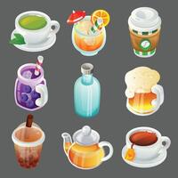 coloré boisson dessin animé objet article ensemble vecteur