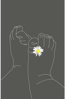 Marguerite fleurs et silhouettes de bébé pieds vecteur