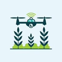 drone agriculture logo cultures plante ferme agriculture futur cultivation vecteur