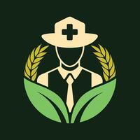 ferme médecin agriculteur cultures plante agriculture logo vecteur
