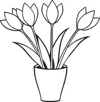 tulipe fleurs dans pot icône illustration graphique conception vecteur