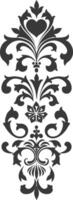 silhouette verticale ligne diviseur avec foyer forme baroque ornement noir Couleur seulement vecteur