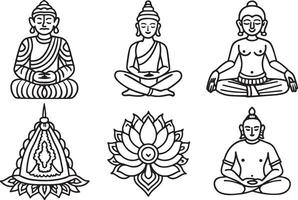 ensemble de des illustrations de Bouddha, lotus, lotus, yoga, vecteur