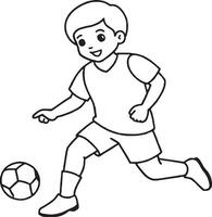 les enfants joueur coups de pied le balle. noir et blanc illustration. vecteur