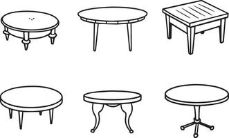 ensemble de meubles Icônes. illustration de une table et chaise. vecteur