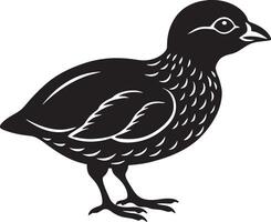 noir et blanc silhouette de une Caille oiseau isolé sur blanc Contexte vecteur