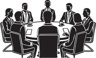 affaires gens réunion dans le conférence chambre. noir et blanc illustration. vecteur
