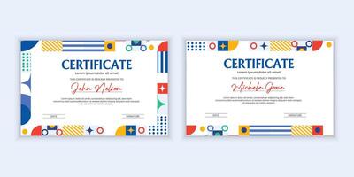 certificat abstrait géométrique modèle, prime certificat modèle avec multicolore géométrique formes art vecteur