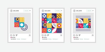social médias photo moquer en haut interface Cadre avec cœur. moderne conception. social médias modèle ensemble collection géométrique. vecteur