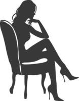 silhouette femme séance dans le chaise noir Couleur seulement vecteur