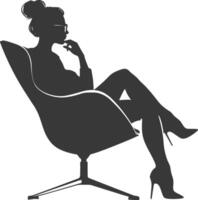 silhouette femme séance dans le chaise noir Couleur seulement vecteur